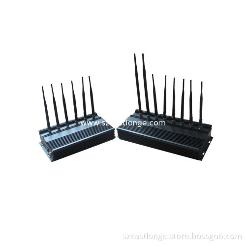 Cell Phone Signal High Power Jammer 30m Adjustable Radius With 8 Band